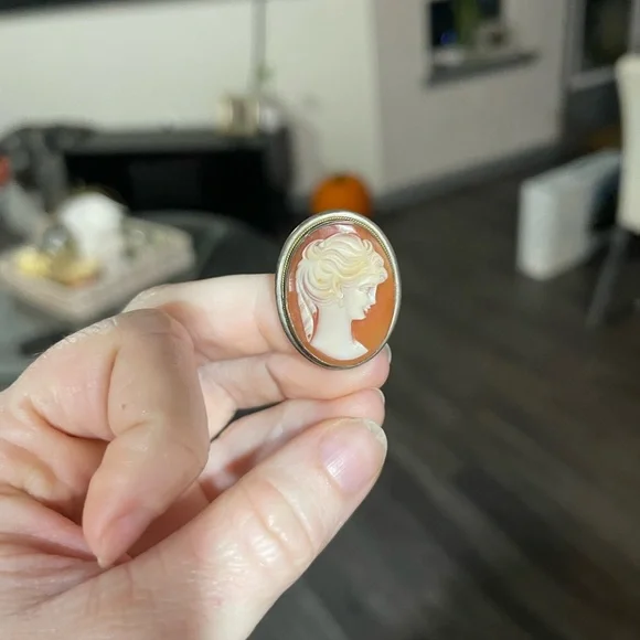 Cameo stamped 800 vintage brooch or pendant - Picture 6 of 6